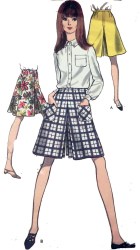 7151 1960S VOGUE PLEAT A-LINE CULOTTES PATTERN 26''WAIST UNCUT